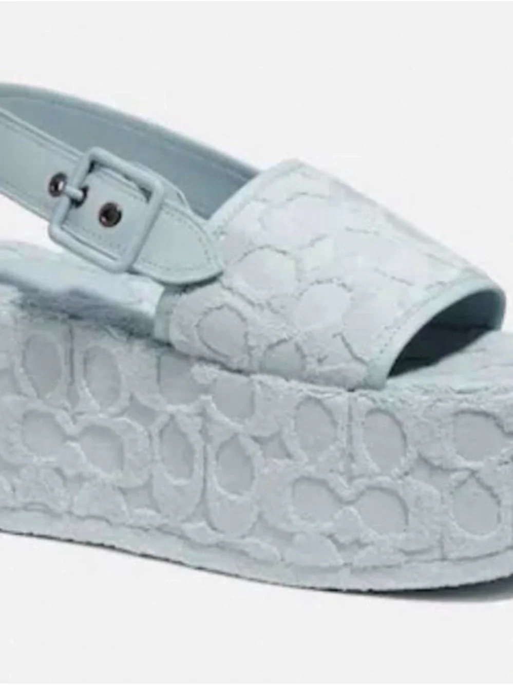Coach Noelle Terry Cloth Slingback Platform Sandal Rare Aqua Color NIB size 5